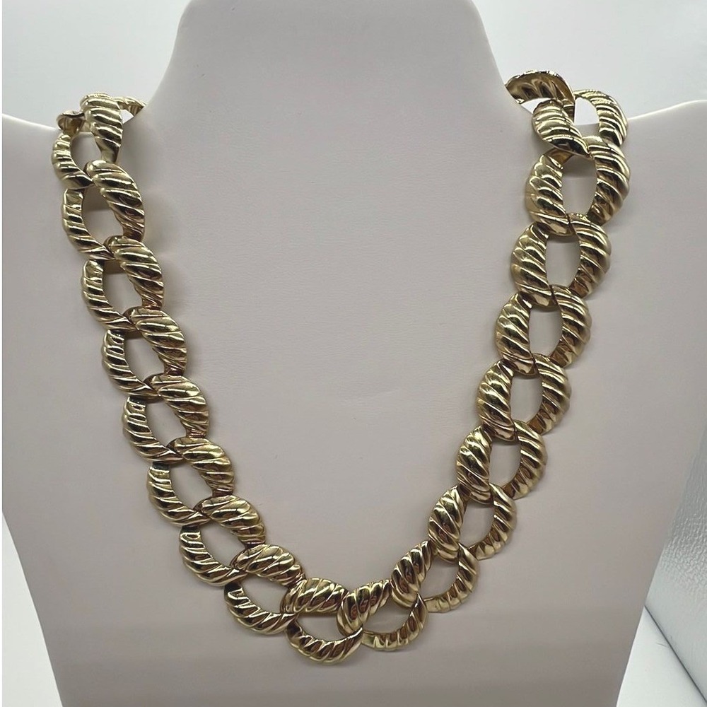 Gold Chunky Chain Necklace 17" Statement Old Money Quiet Luxury Vintage